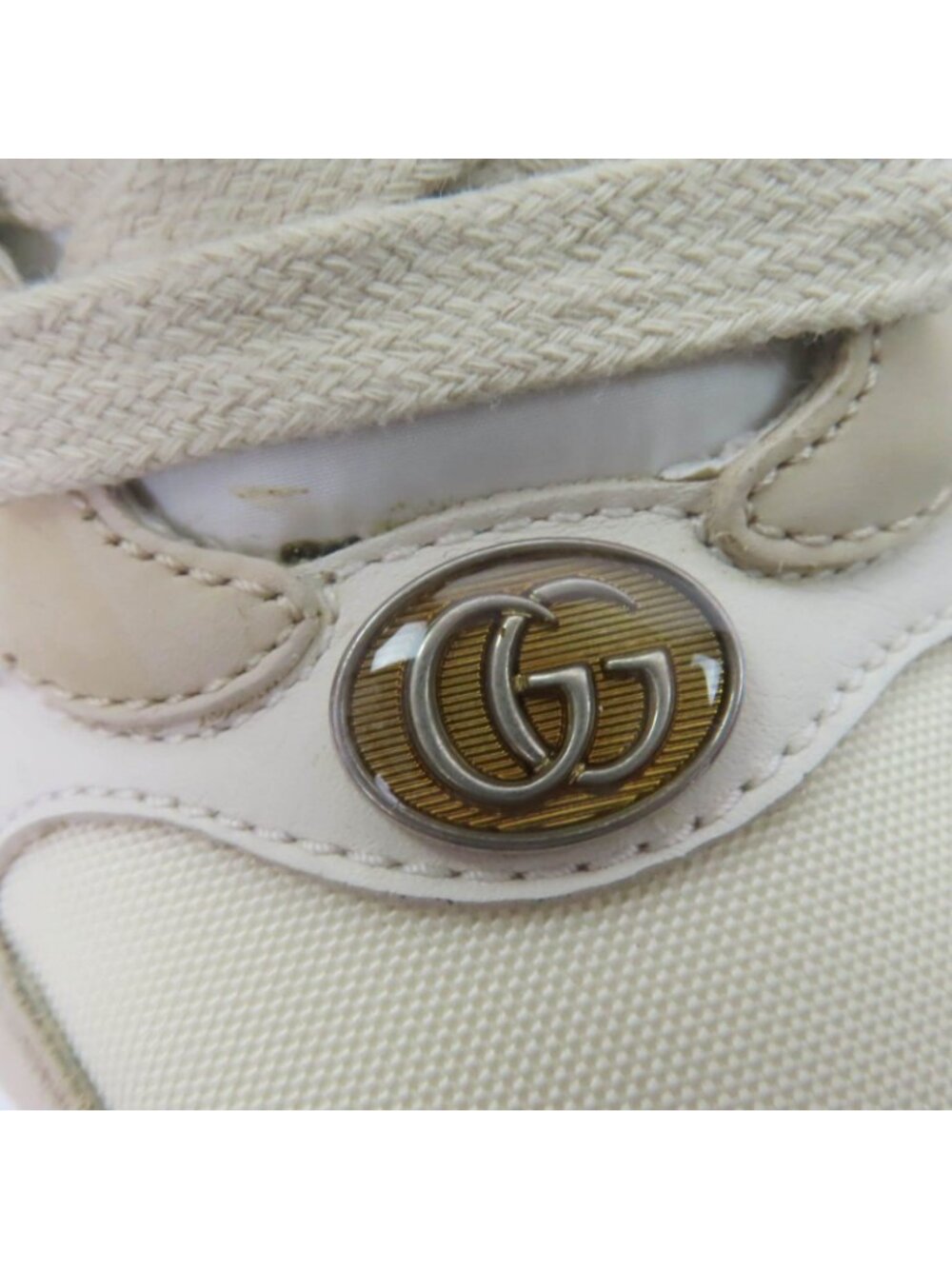 Gucci Leather Web Stripe GG Marmont Vintage Logo Low Cut Sneakers Beige - Picture 10 of 13
